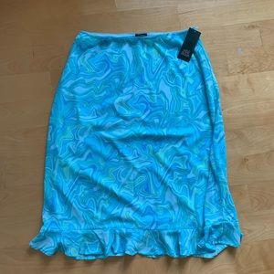 Blue Patterned Midi Skirt